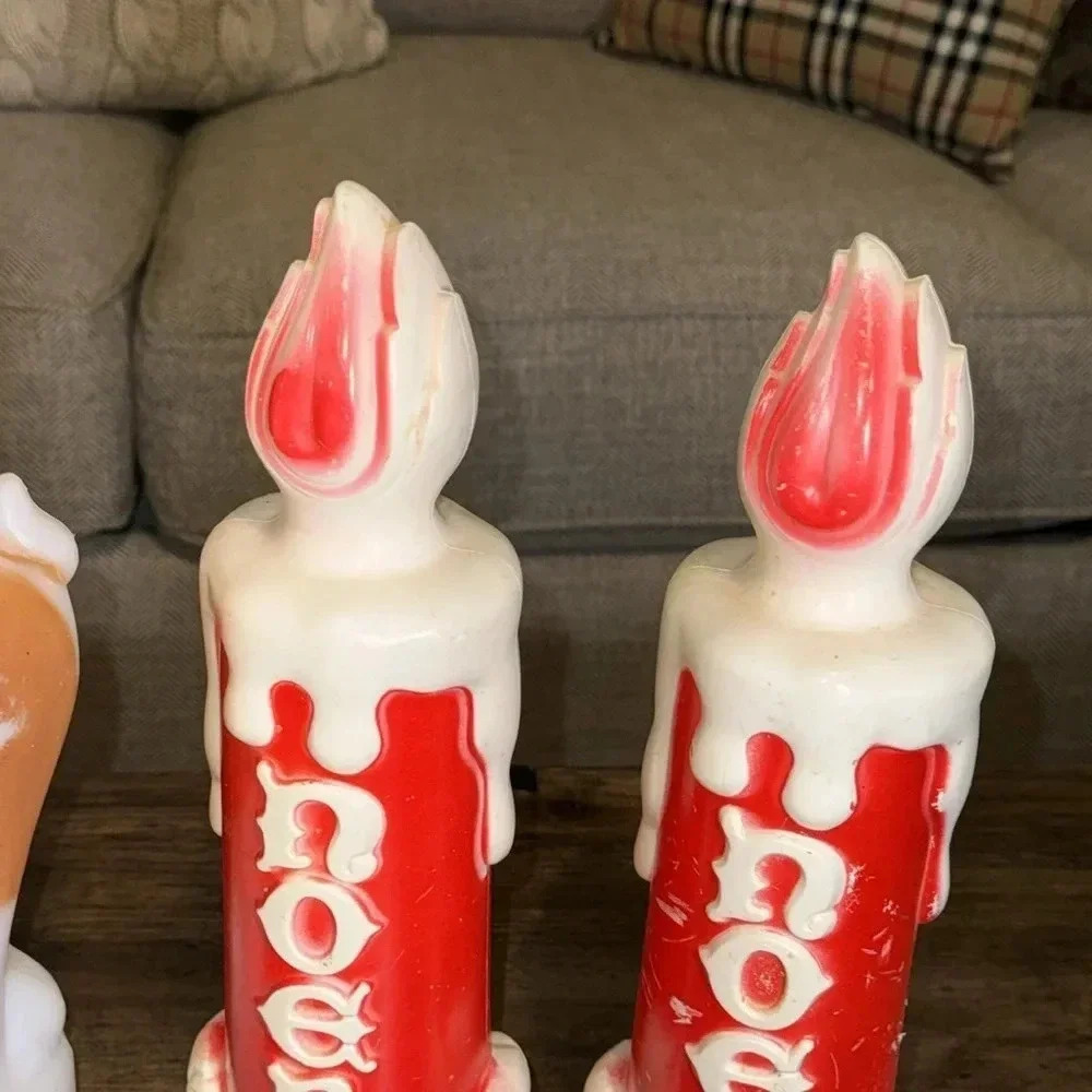 VINTAGE 4CT 1970’s Christmas Plastic Decor Empire Candle Blow Molds Holiday/Noel - Picture 8 of 17